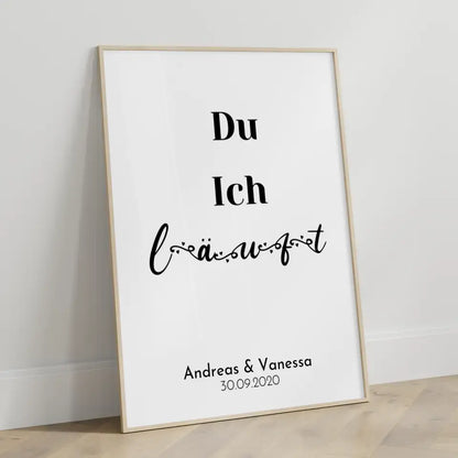 Personalisiertes Liebesposter Du Ich Läuft Elegant Mit Namen und Datum