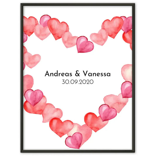 Personalisiertes Liebesposter Love Vintage Grunge Look Mit Namen und Datum