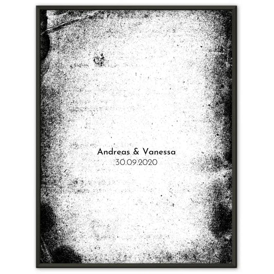 Personalisiertes Liebesposter LOVE Vintage Retro Grunge Optik Mit Namen und Datum