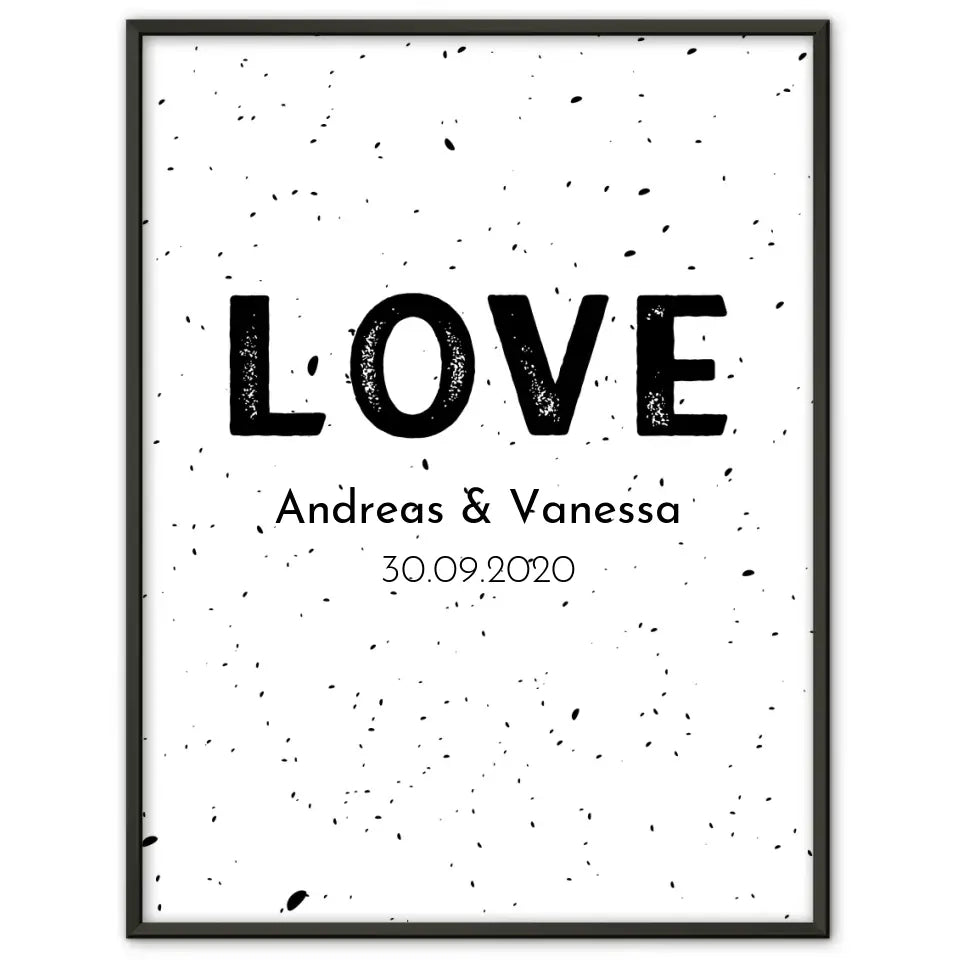 Personalisiertes Liebesposter You And Me Pink Mit Namen und Datum