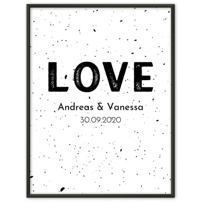 Personalisiertes Liebesposter You And Me Pink Mit Namen und Datum