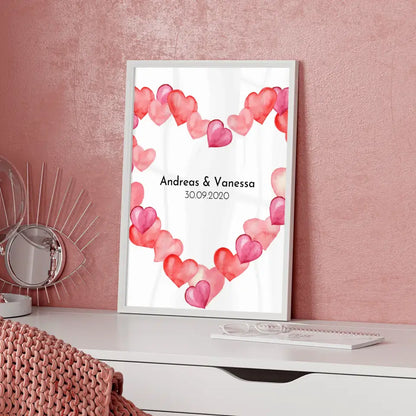 Personalisiertes Liebesposter Love Vintage Grunge Look Mit Namen und Datum