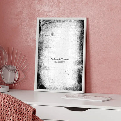 Personalisiertes Liebesposter LOVE Vintage Retro Grunge Optik Mit Namen und Datum