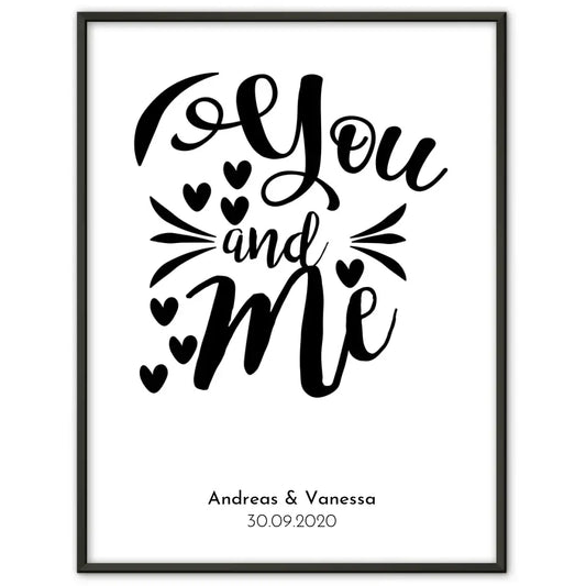Personalisiertes Liebesposter Love Elegant Line Art Mit Namen und Datum