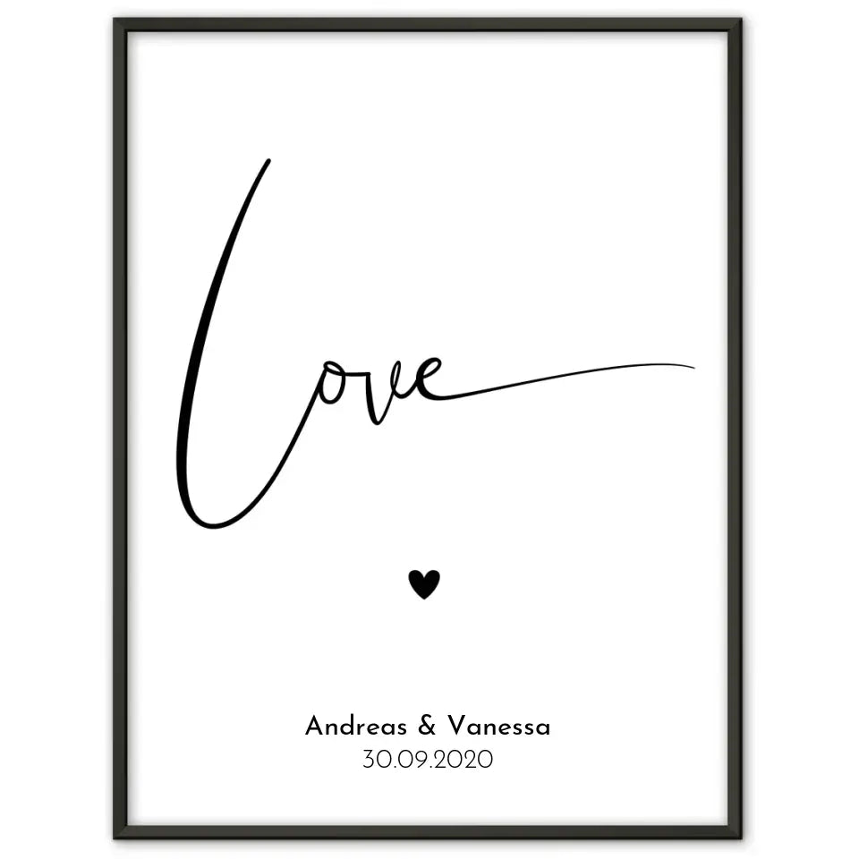 Personalisiertes Liebesposter Herz Bild Mit Namen und Datum