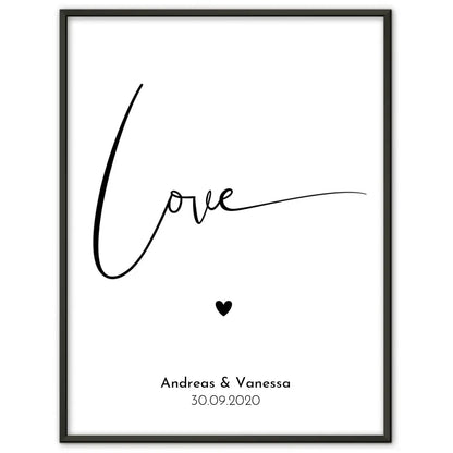 Personalisiertes Liebesposter Herz Bild Mit Namen und Datum