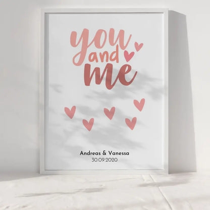 Personalisiertes Liebesposter You And Me Sketchy Herz Mit Namen und Datum