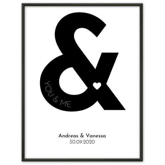 Personalisiertes Liebesposter Poster You And Me Farbe wählbar Mit Namen und Datum