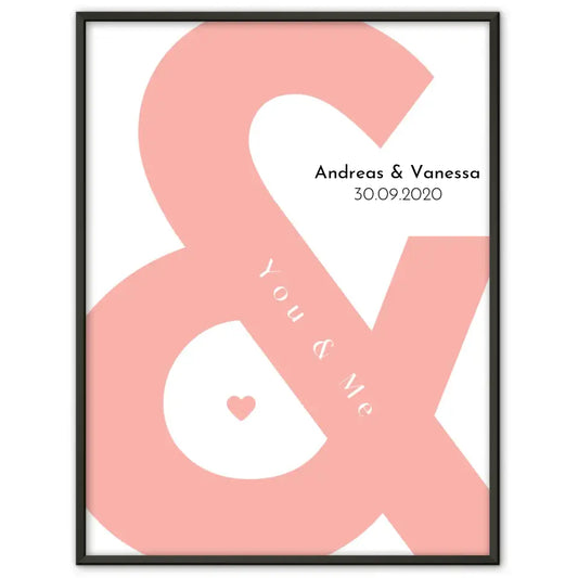 Personalisiertes Liebesposter Poster You And Me Groß Mit Namen und Datum