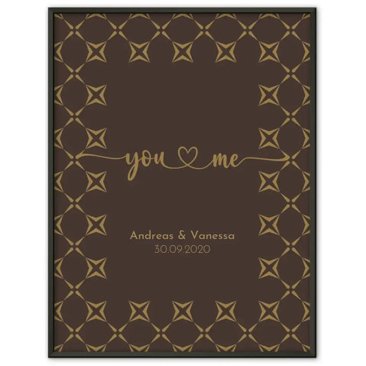 Personalisiertes Liebesposter You And Me Stil Grün Rot Mit Namen und Datum