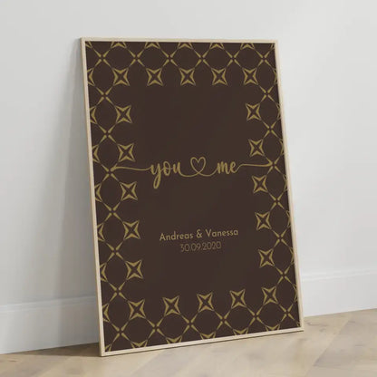 Personalisiertes Liebesposter You And Me Stil Grün Rot Mit Namen und Datum