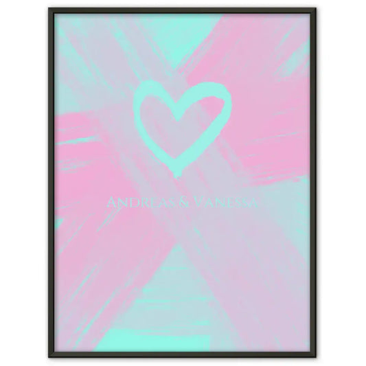 Personalisiertes Liebesposter Herz Wasserfarben Hellblau Rosa Mit Namen