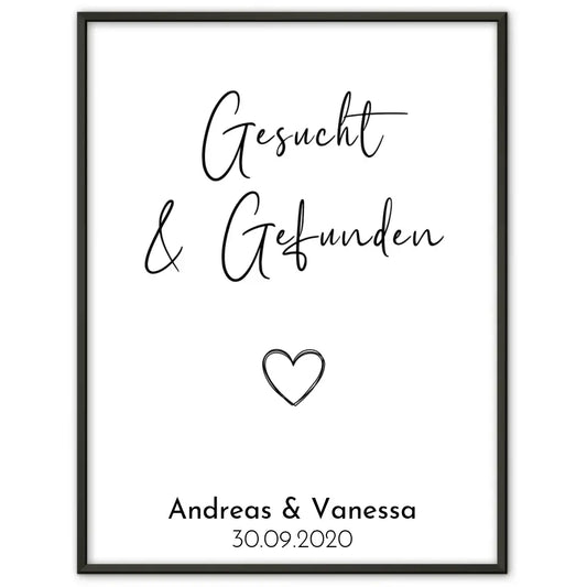 Personalisiertes Liebesposter Hand in Hand Vintage Mit Namen und Datum