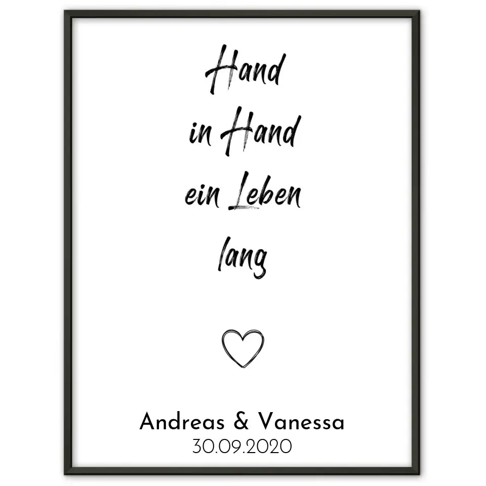 Personalisiertes Liebesposter JA Hochzeits Poster Mit Namen und Datum