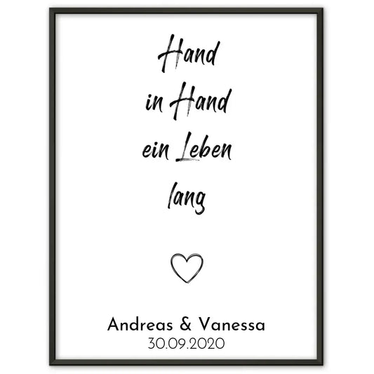 Personalisiertes Liebesposter JA Hochzeits Poster Mit Namen und Datum