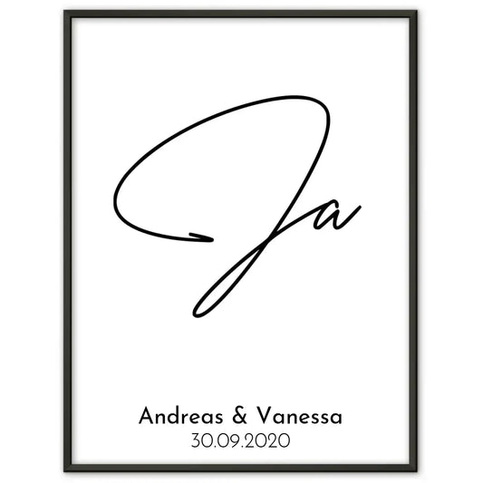 Personalisiertes Liebesposter Hand in Hand Herz Wasserfarben Mit Namen und Datum