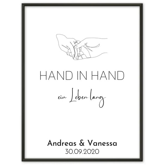 Personalisiertes Liebesposter Hand in Hand Namen Mit Namen und Datum