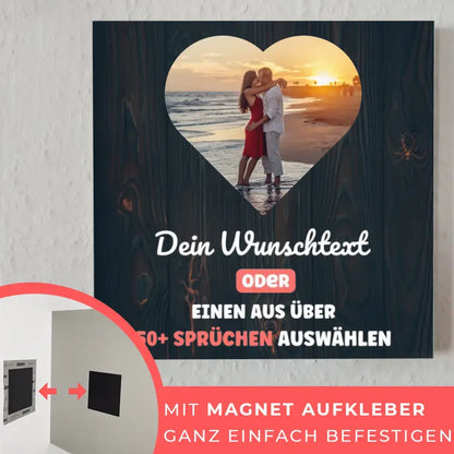 Fotoboard Herz Foto Holz Fotokachel Mit 1 Foto & Spruch oder Wunschtext