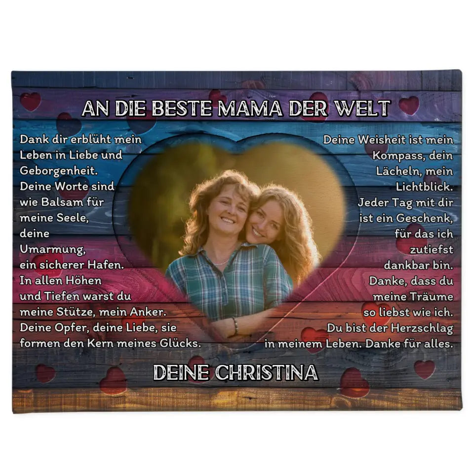 Personalisierte Leinwand Mama Danksagung Mit Herz Foto