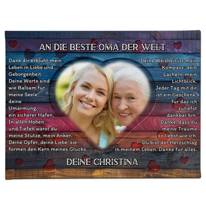 Personalisierte Leinwand Oma Danksagung Mit Herz Foto