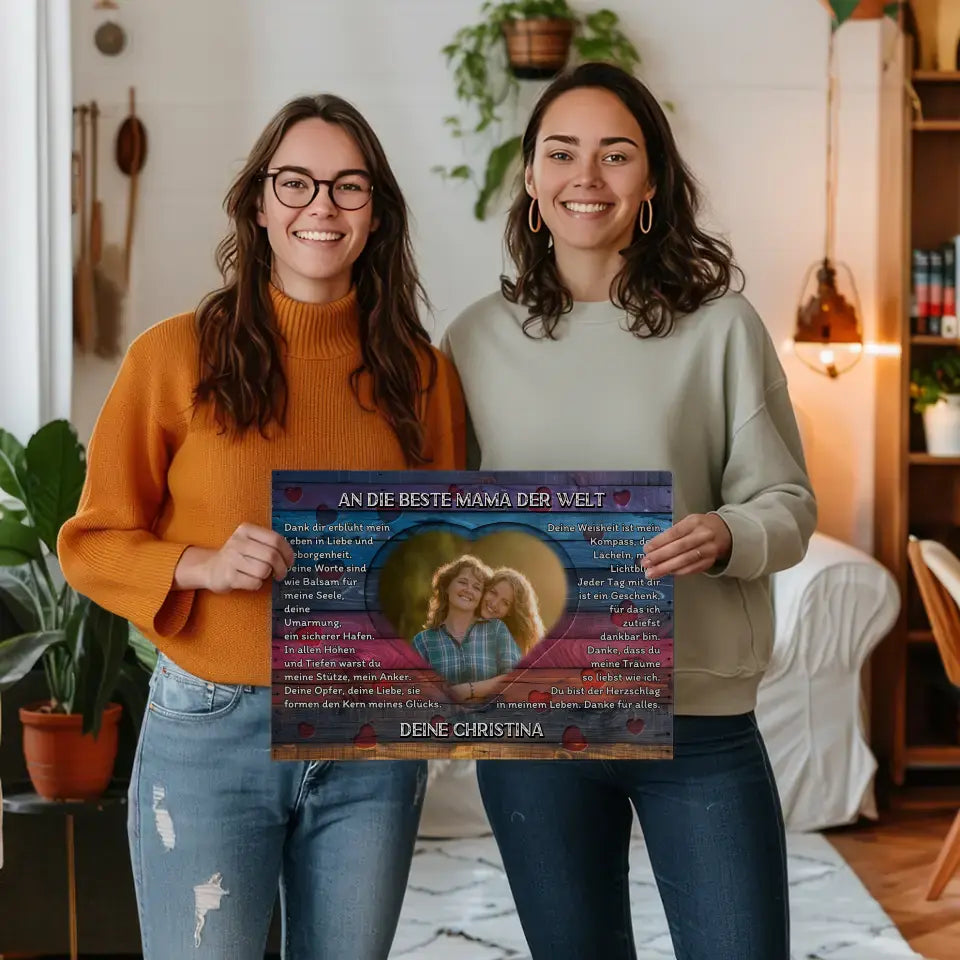 Personalisierte Leinwand Mama Danksagung Mit Herz Foto