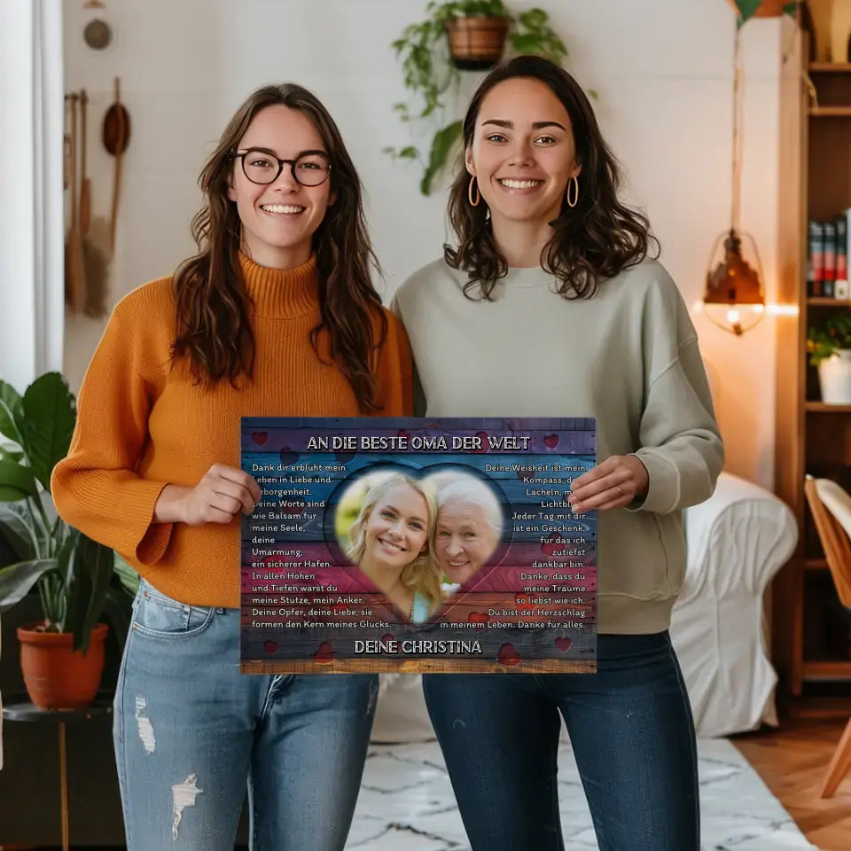 Personalisierte Leinwand Oma Danksagung Mit Herz Foto