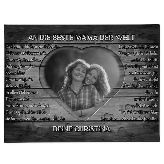 Personalisierte Mama Leinwand DANKE Schwarz Weiß 1