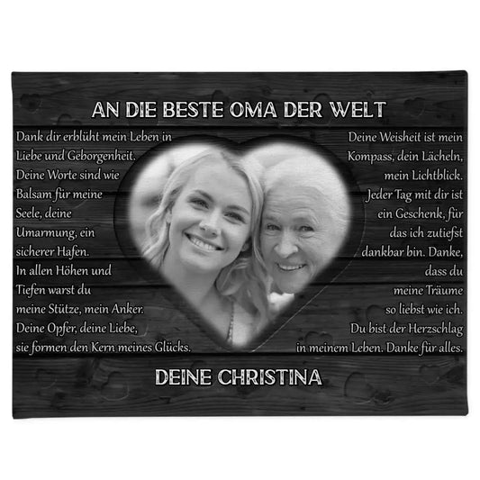 Personalisierte Oma Leinwand DANKE Schwarz Weiß 1