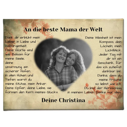 Leinwand für Mama Danksagung Vintage mit Foto