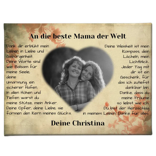 Leinwand für Mama Danksagung Vintage mit Foto 1