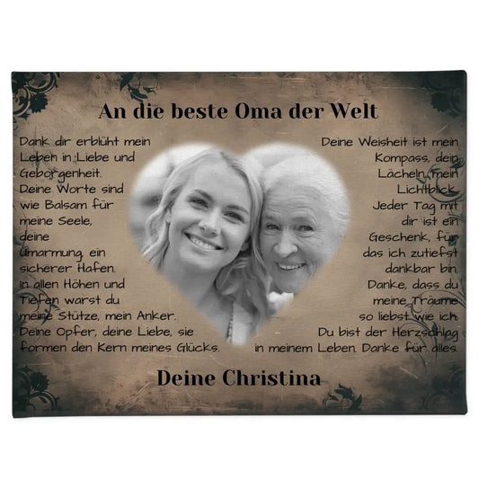 Leinwand für Oma Danksagung Vintage mit Foto 1