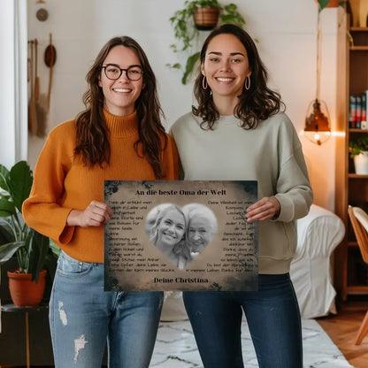 Leinwand für Oma Danksagung Vintage mit Foto