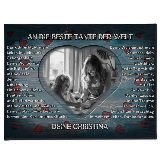 Leinwand personalisiert Patentante Holz Stil Herzen Vintage 1