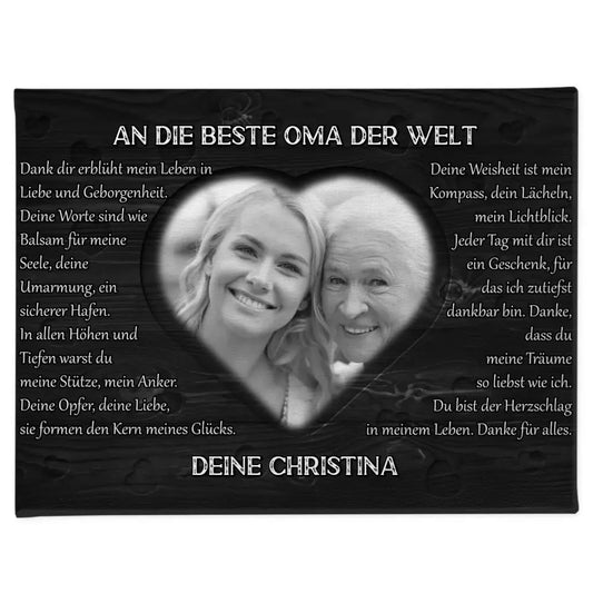 Oma Leinwand personalisiert Vintage DANKE Schwarz Weiß 1