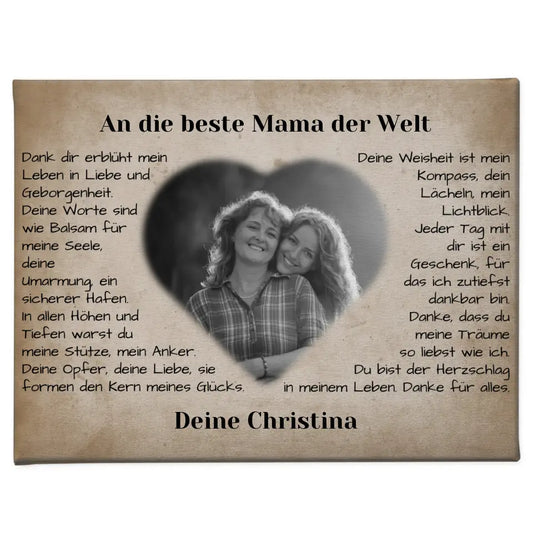 Individuelle Leinwand für Mama Vintage Danke für alles mit Herz Foto 1