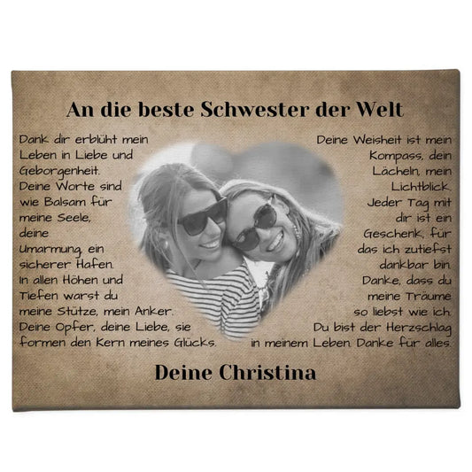 Individuelle Leinwand für Schwester Danke für alles Vintage 1