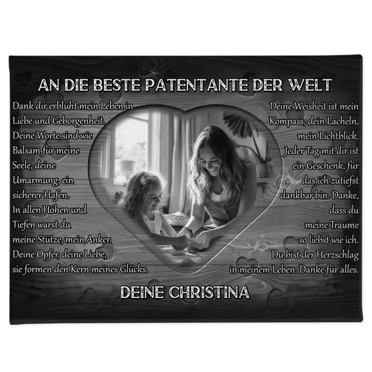 Patentante Leinwand personalisiert Danke für alles mit Herz Foto 1