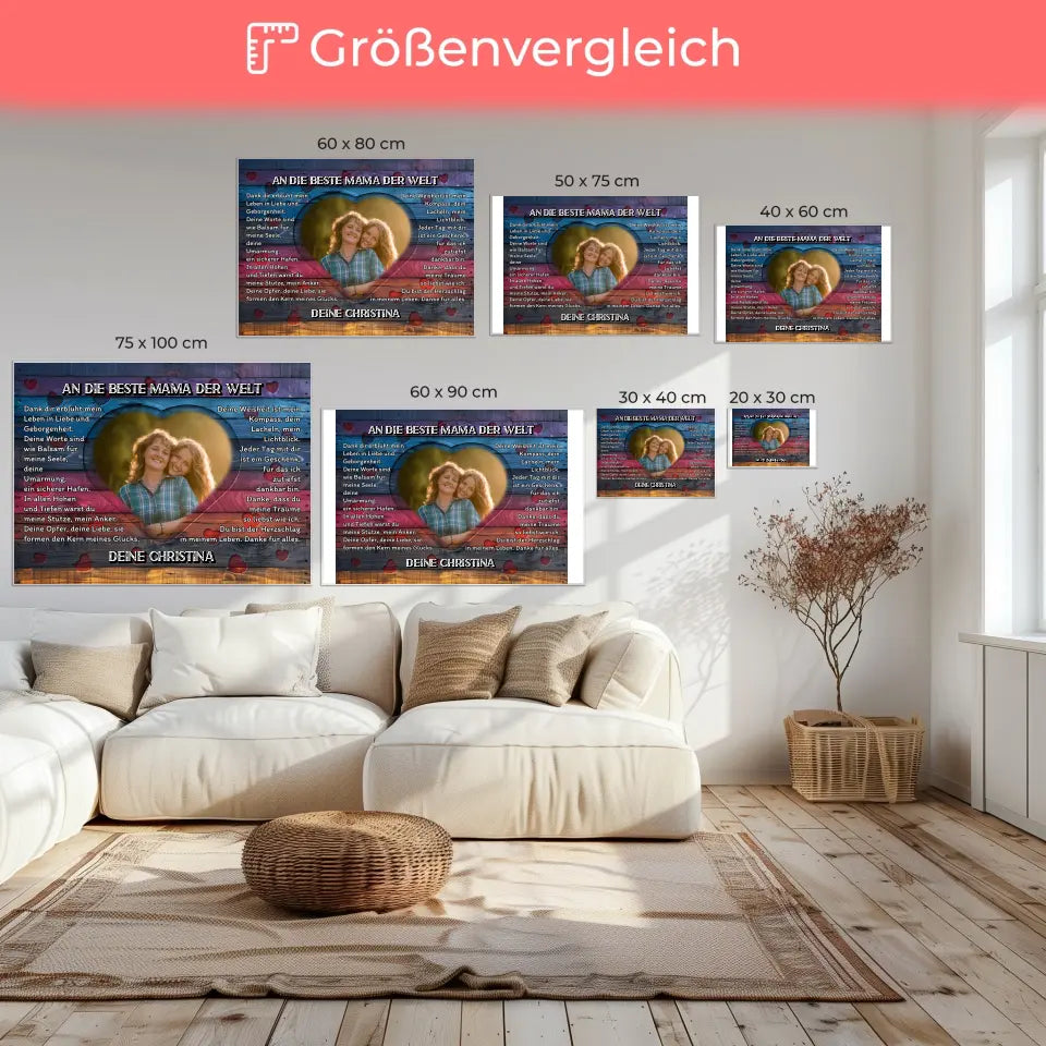 Personalisierte Leinwand Mama Danksagung Mit Herz Foto