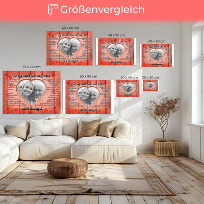 Leinwand personalisiert Oma Holz Stil Herzen Rotes Holz Stil