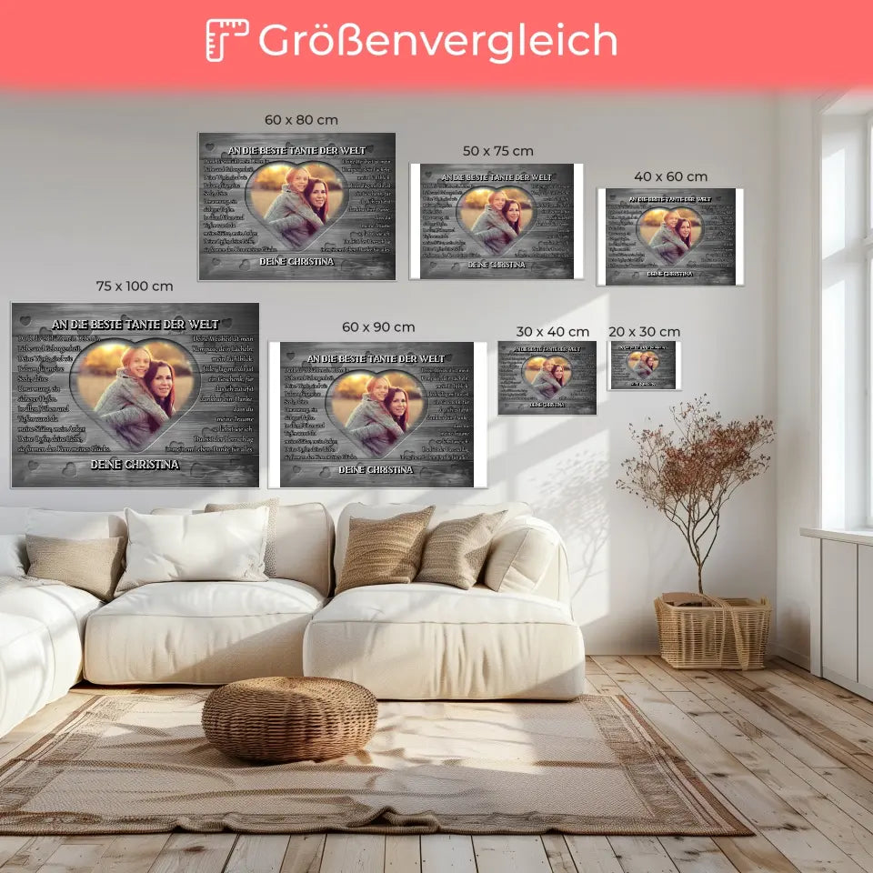 Tante Leinwand personalisiert DANKE Holz Look Vintage