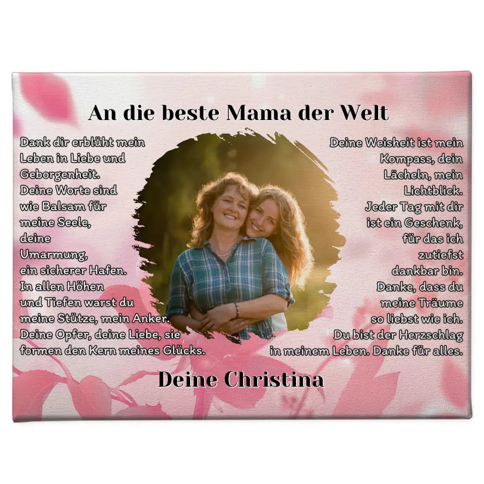 Personalisiertes Leinwand Geschenk Du bist die Mama mit Foto