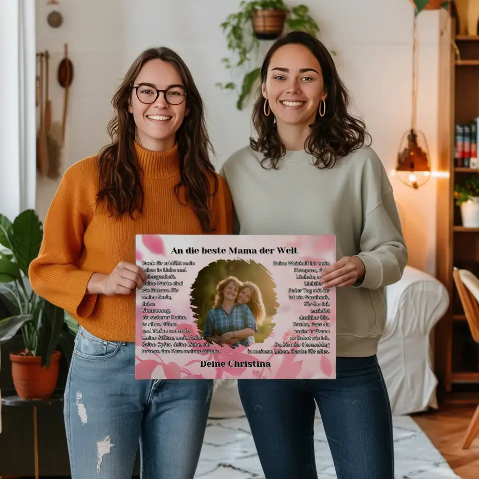 Personalisiertes Leinwand Geschenk Du bist die Mama mit Foto