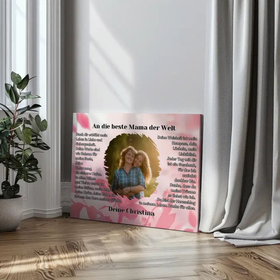 Personalisiertes Leinwand Geschenk Du bist die Mama mit Foto