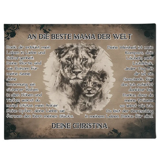 Löwen Leinwand für Mama Danke für alles mit Namen 1