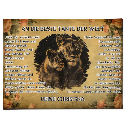 Leinwand mit Löwen für Tante Danke für alles mit Löwen Bild 1