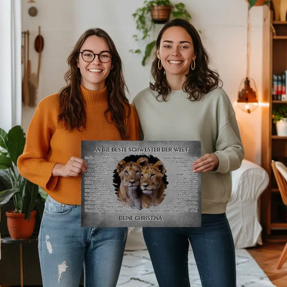 Löwen Leinwand für Schwester Danke mit Löwen Bild