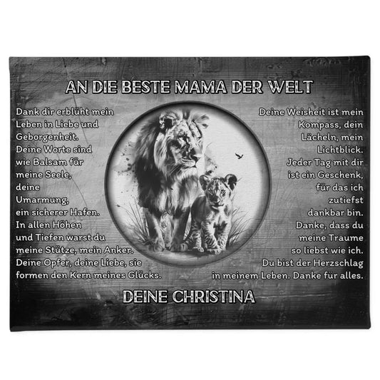 Personalisierte Leinwand Danke für alles Mama Schwarz Weiß 1