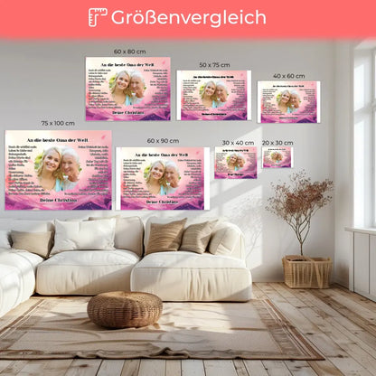 Personalisiertes Leinwand Geschenk Du bist die Oma mit Foto