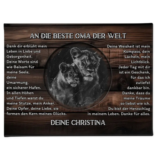 Individuelle Leinwand für Oma mit Löwen und Namen 1