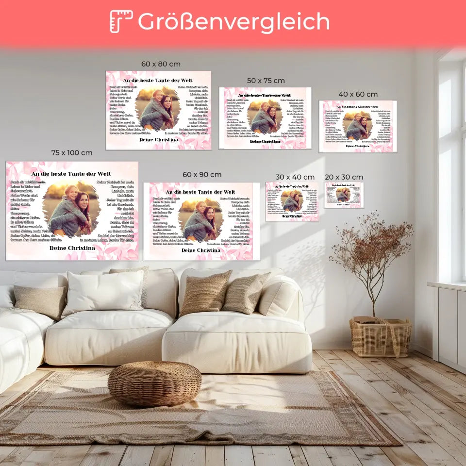 Personalisiertes Leinwand Geschenk Du bist die Tante mit Foto 6